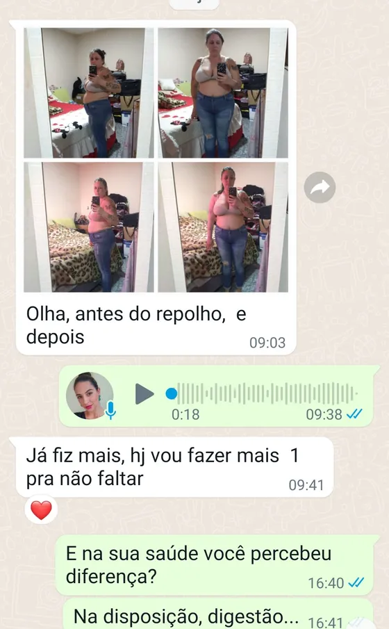 Antes e depois de uma aluna do programa