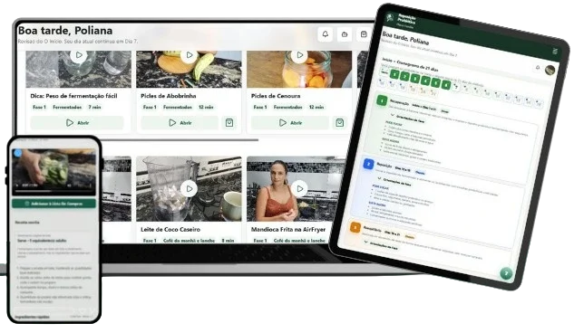 Área de membros aberta no computador, no tablet e no celular